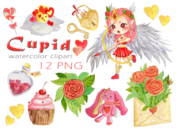 Download Valentine Cupid Clipart, Watercolor, Png - Cupid clipart Collection