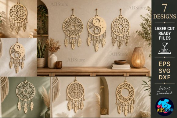 Download Boho Dreamcatcher Laser Cut Bundle - Laser cut Collection