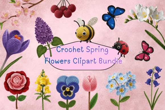 Download Crochet Spring Flowers Clipart Bundle - Flowers Collection