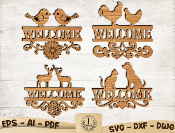 Download Animal Welcome Sign Laser Cut Files SVG - Laser cut Collection