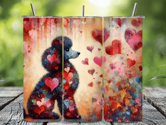 Download Poodle Silhouette Valentine Tumbler Wrap - Silhouette valentine Collection