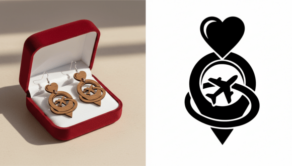 Download Travel Heart Airplane Earring Laser Cut - Laser cut Collection